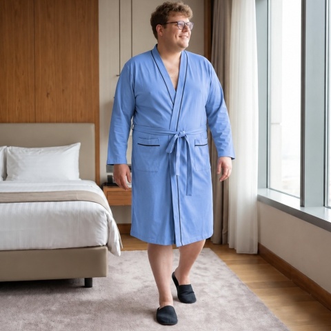 Duży Lekki szlafrok Kimonowy Adamo - Blue