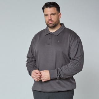North Latitude Duża Bluza Polo Longsleeve - Szara