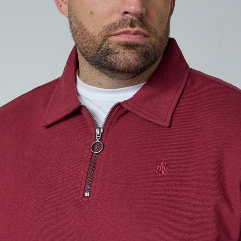 North Latitude Duża Bluza Polo Longsleeve - Bordo