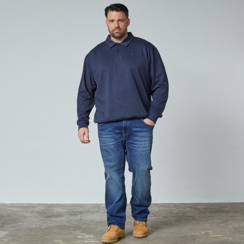North Latitude Duża Bluza Polo Longsleeve - Navy